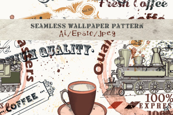 Coffee Vector Pattern in Vintage Style