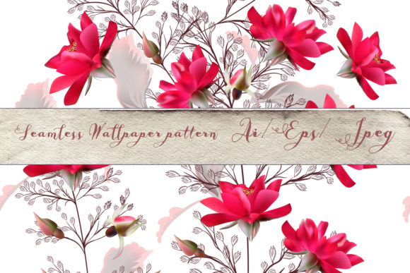 Fashion Vector Pattern with Pink Roses