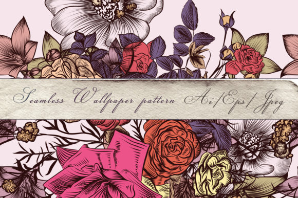 Floral Vintage Pattern with Rose Flowers