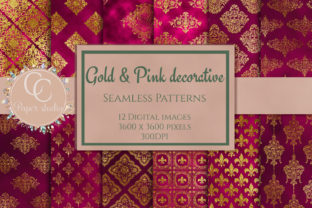 Pink Gold Damask Pattern