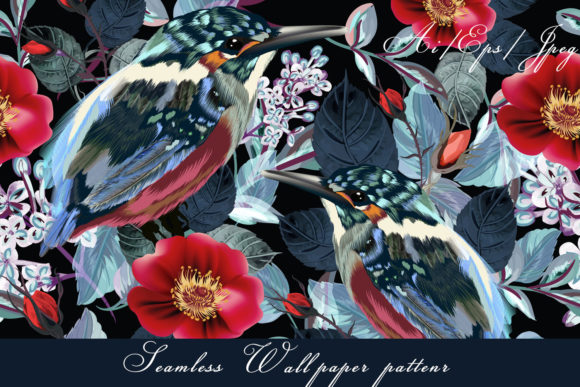 Seamless Vector Wallpaper Pattern Birds