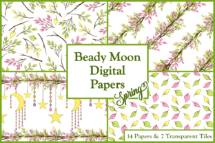 Spring Beady Moon Digital Papers Tiles
