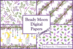 Summer Beady Moon Digital Papers Tiles