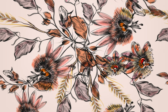 Vector Flower Pattern Watercolor Style: Timeless Botanical Beauty, Digitally Seamless