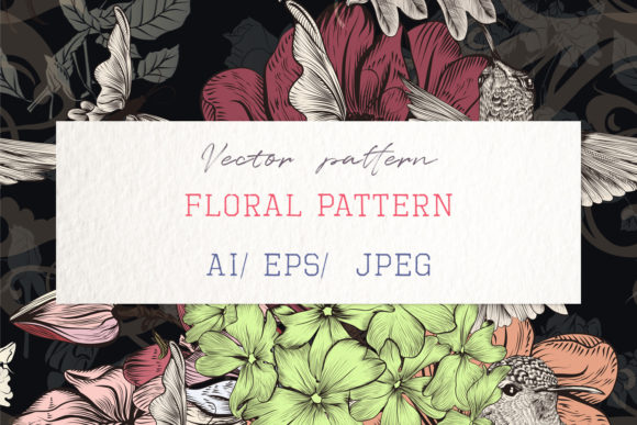 Vector Hand Drawn Hummingbirds Pattern